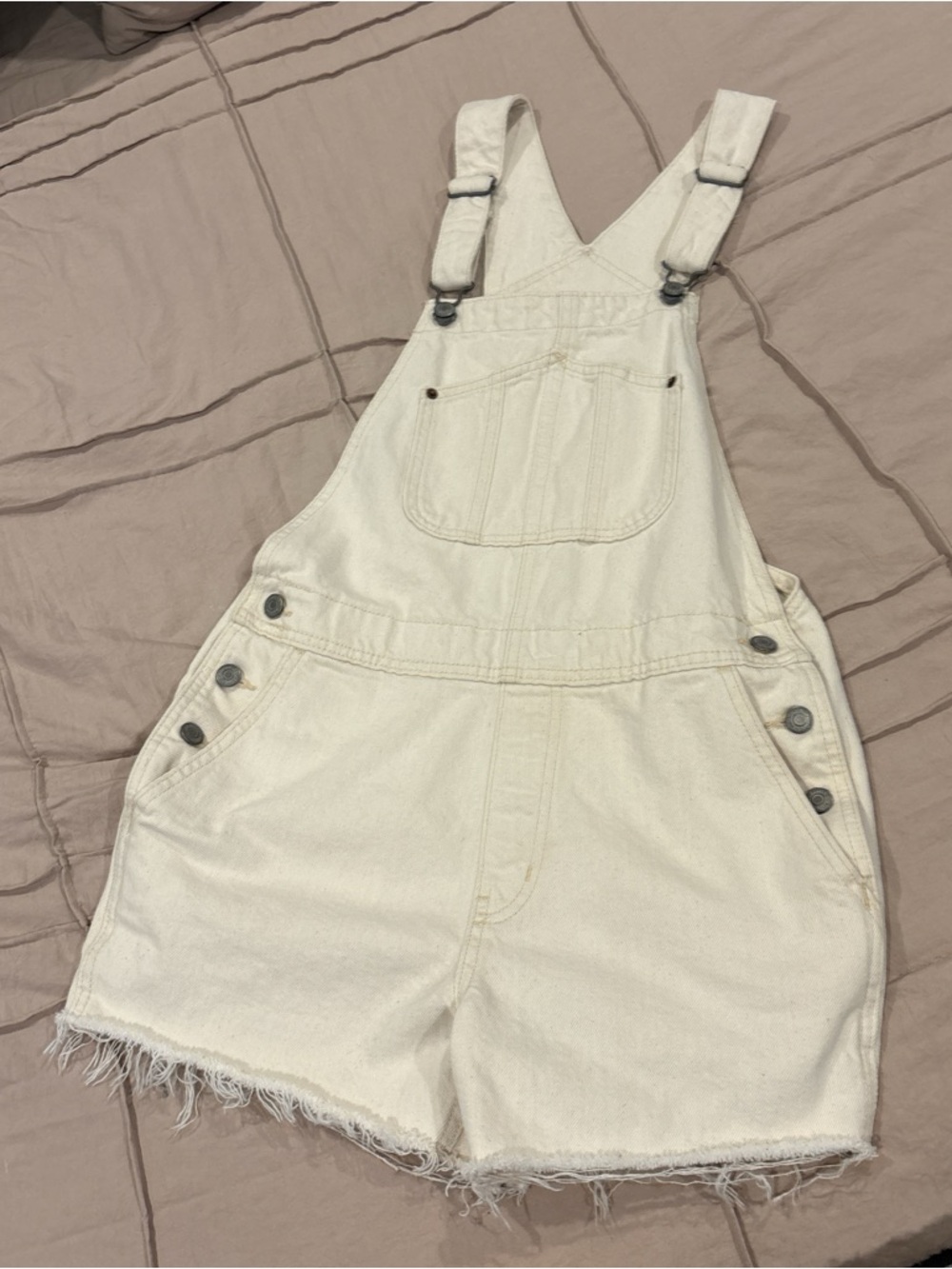 Old Navy Cream Denim Short Overalls